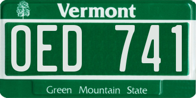 VT license plate OED741