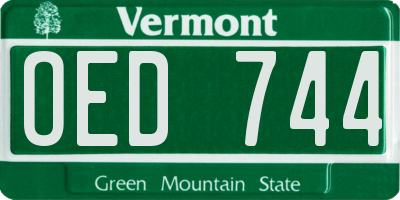 VT license plate OED744