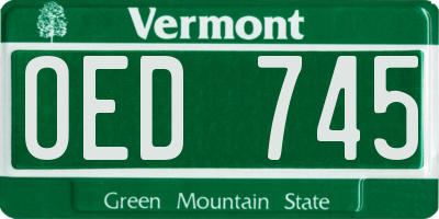 VT license plate OED745