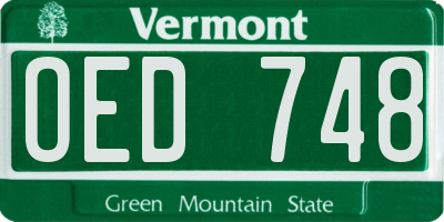 VT license plate OED748