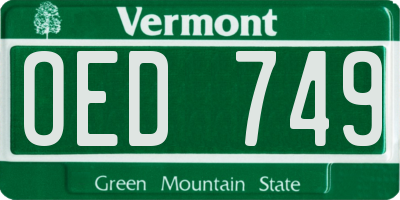VT license plate OED749