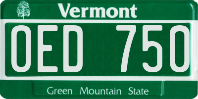 VT license plate OED750