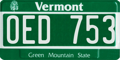 VT license plate OED753