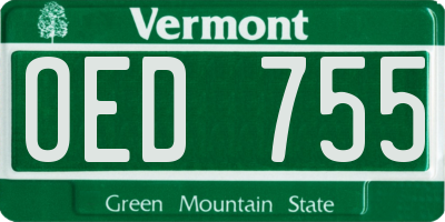 VT license plate OED755