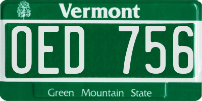 VT license plate OED756