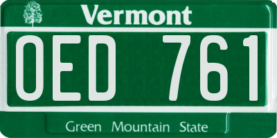 VT license plate OED761
