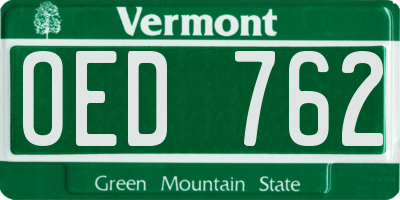 VT license plate OED762