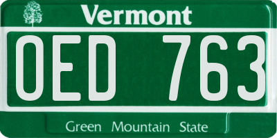 VT license plate OED763