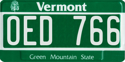 VT license plate OED766