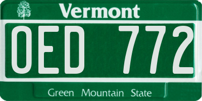 VT license plate OED772