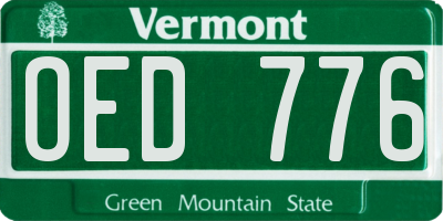 VT license plate OED776