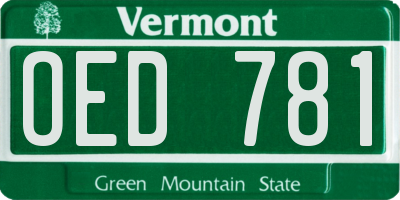 VT license plate OED781