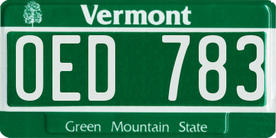 VT license plate OED783