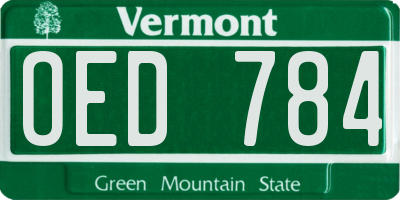 VT license plate OED784