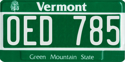 VT license plate OED785