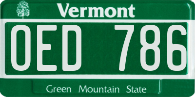 VT license plate OED786