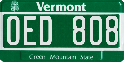 VT license plate OED808