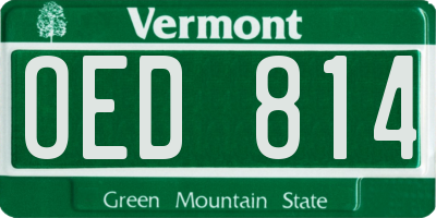 VT license plate OED814
