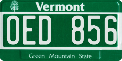 VT license plate OED856