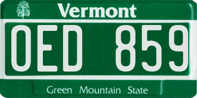 VT license plate OED859