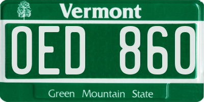 VT license plate OED860