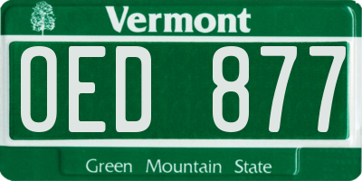 VT license plate OED877