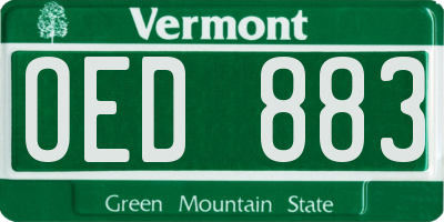 VT license plate OED883