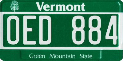 VT license plate OED884