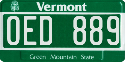 VT license plate OED889