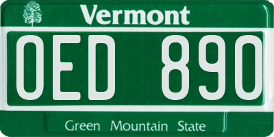 VT license plate OED890