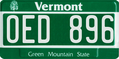 VT license plate OED896
