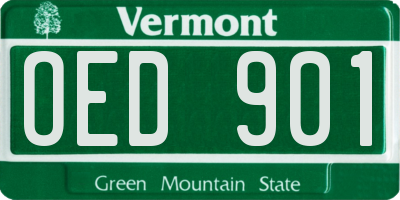 VT license plate OED901