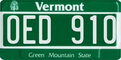 VT license plate OED910