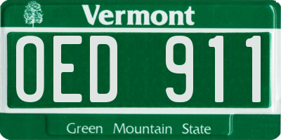 VT license plate OED911