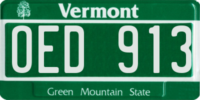VT license plate OED913