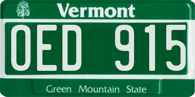 VT license plate OED915