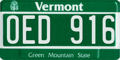 VT license plate OED916