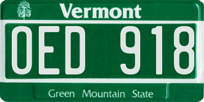 VT license plate OED918