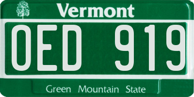 VT license plate OED919