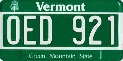 VT license plate OED921