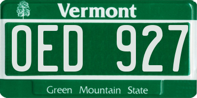 VT license plate OED927