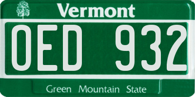 VT license plate OED932