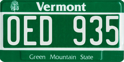VT license plate OED935