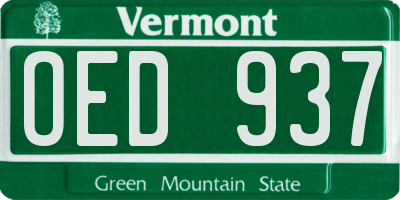VT license plate OED937