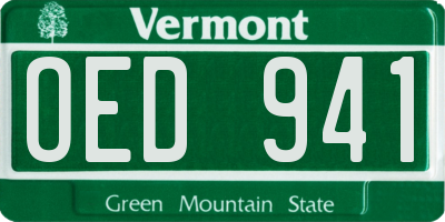 VT license plate OED941