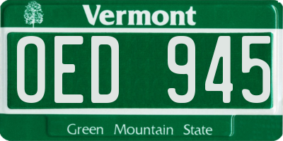 VT license plate OED945