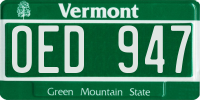 VT license plate OED947