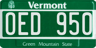 VT license plate OED950