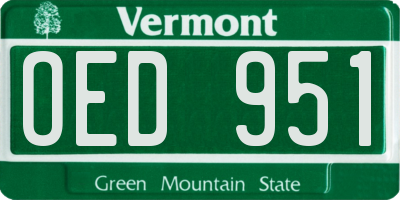 VT license plate OED951