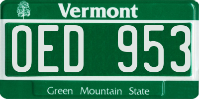 VT license plate OED953